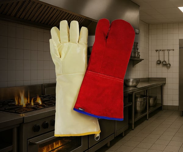Guanti da cucina professionale: meglio la pelle crosta o il tessuto aramidico siliconato?